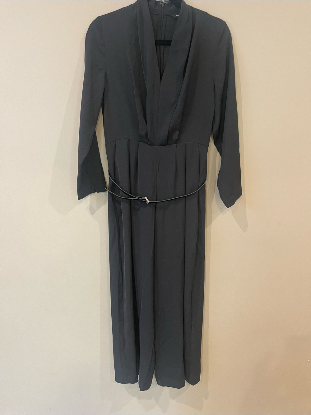 Banana Republic Black Long-Sleeve V-Neck Jumpsuit